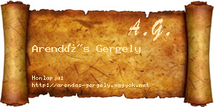 Arendás Gergely névjegykártya
